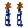 Women Chic Flower Braided Tassel Earring Bohemian Style Eardrop