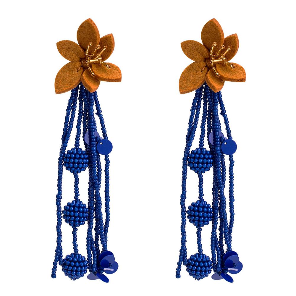 Women Chic Flower Braided Tassel Earring Bohemian Style Eardrop