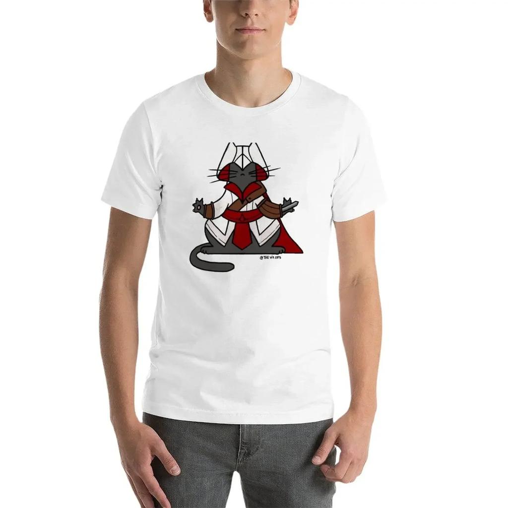 Эстетичная одежда аниме кастомная футболка милые топы мужские графические футболки хип-хоп Новая футболка Ezio MEOWditore