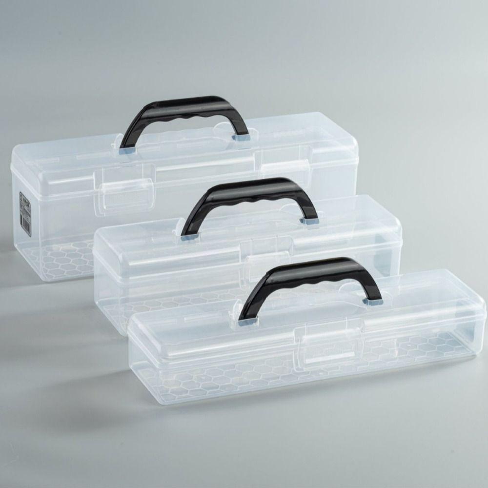 Clear Clear Storage Box with Handle Marker Pen Storage Holder Painting Brush Case Art Students