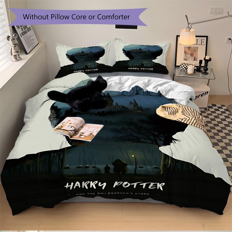 3pcs Harry Potter Bedding Set, Soft Polyester Duvet Cover and Pillowcases Machine Washable Seasons all suitable 52