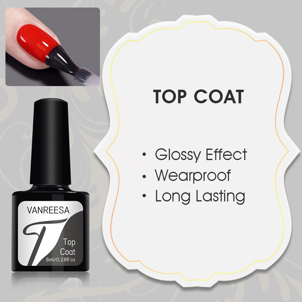 VANREESA Базовое покрытие Верхнее покрытие Гель-лак для ногтей Прозрачный замачиваемый УФ-гель-лак Праймер для ногтей Набор гелей для ногтей