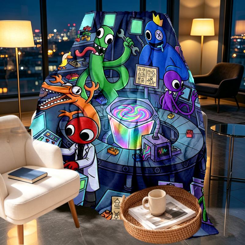 Game Rainbow Friends Print Blanket - Soft & Comfortable, for Bedroom, Travel, Sofa, Home Decoration - Birthday Christmas Gift for Friend