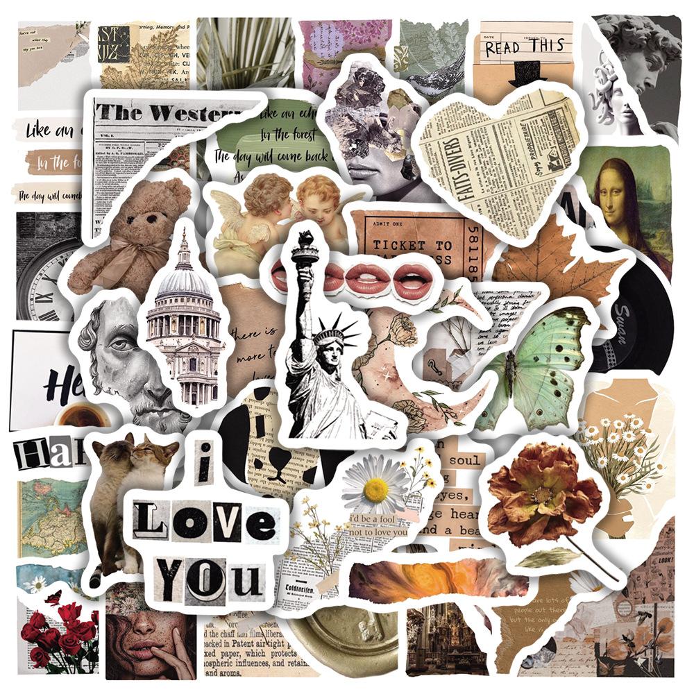 10/30/50PCS Broken Painting PVC Sticker Aesthetic Decoration Scrapbooking Korean Stationery School Supplies