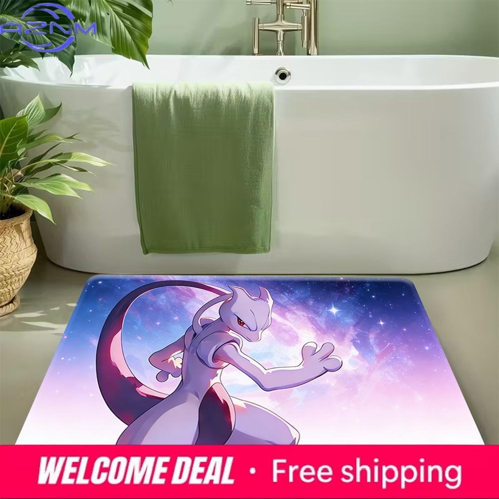 Pokemon Mewtwo Galaxy Print Non-Slip Doormat for Home Decor