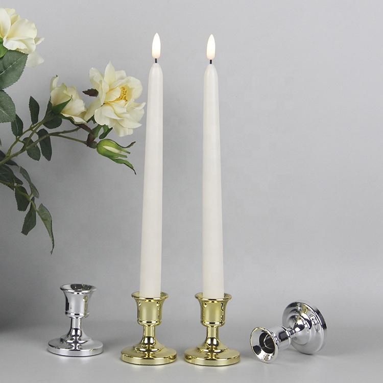 Wedding Deco Ivory Subulate Electric Plastic Electric Flickering LED Flameless Taper Candles With Remote