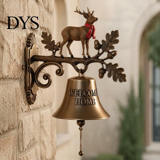 Holiday Theme Home Decor Vintage Christmas Doorbell, Welcome Wall Hanging, Deer/Snowman/Santa Claus/Penguin/Witch Decor, Decorative Metal Door