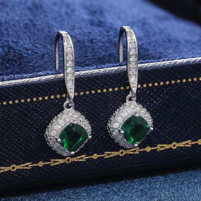 Ослепительные серьги-капли квадратной формы для женщин и девочек, блестящие радужные серьги со стразами и цирконием, очаровательные женские свадебные украшения