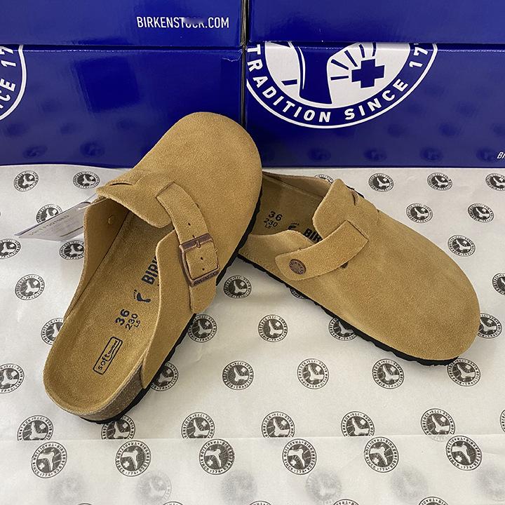 Унисекс BK Натуральная кожа Birkenstock Закрытый носок Ретро Мюли на пробковой подошве – Удобные и Универсальные.