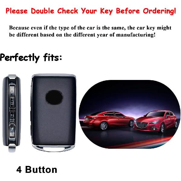 EASYANT 4 Button  Leather Remote Key Fob Case Cover Compatible with Mazda 3 -2024 Hatchback 6 CX-5 CX-30 CX-9 Black