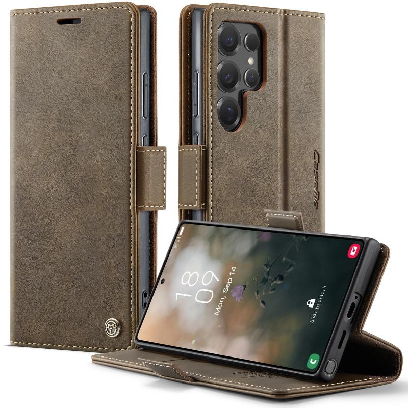 Магнитный чехол-книжка из кожи для Samsung Galaxy S26 Plus S25 Edge S24 FE S23 S22 S21 S20 Note 20 Ultra 5G с отделениями для карт