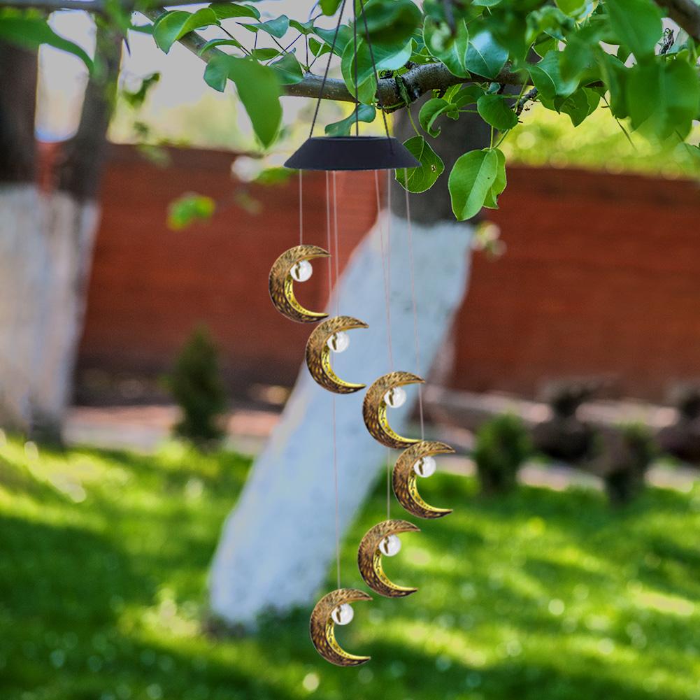 Outdoor Wind Chime Light LED Hanging Garden Lamp Patio Porch Solar Power Moon Wind Chime Lamps Windbell Pendant