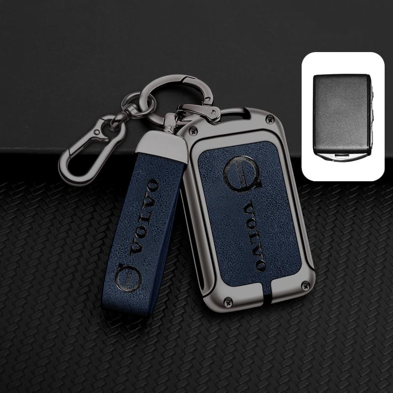 Zine Alloy Leather Car Key Case Cover Protection Shell Holder For Volvo XC60 XC40 XC90 S90 V60 S60 V90 C40 Polestar 1 Polestar 2