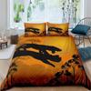 Tropical Animals Duvet Cover Exotic Animal Silhouette Sunset Bedding Set Full For Girls Boys Decor Hawaii Sea Wave Quilt Cover
