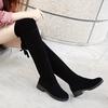 Women Over The Knee High Boots Hoof Heels Winter Shoes Pointed Toe Sexy Elastic Fabric Women Boots Tyu6