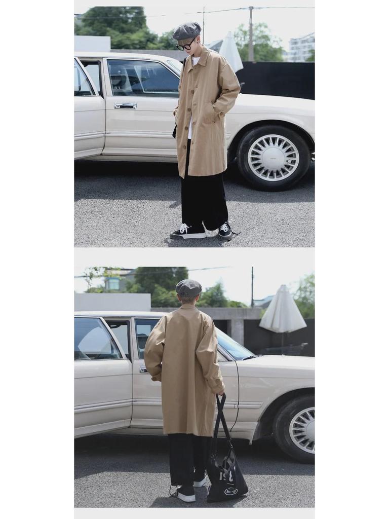 Мужская модная повседневная куртка-ветровка - весна/осень, средней длины, в гонконгском/японском/корейском стиле, спортивная, элегантная, свободного кроя.