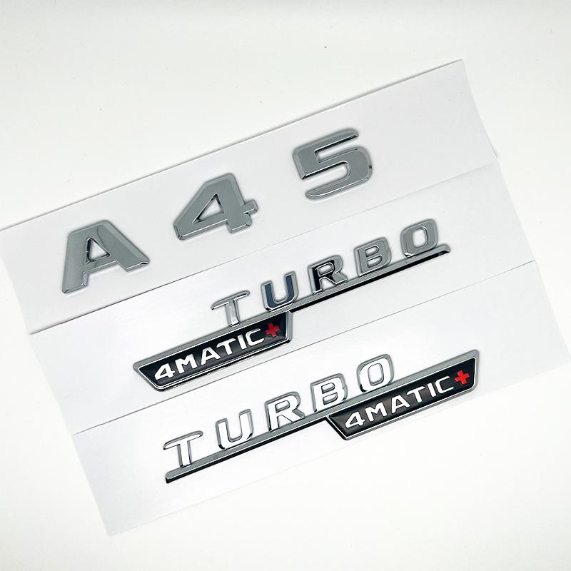 3D ABS Глянцевый Черный Значок Крыла Автомобиля Турбо 4MATIC Наклейка На Задний Багажник Эмблема AMG Логотип A45 Для Mercedes Benz A 45 AMG W176 W177