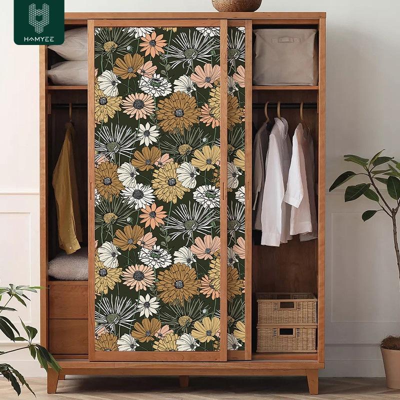 Толстые водонепроницаемые стеновые панели Цветочные ПВХ обои, самоклеящиеся, отклеивающиеся, для акцентной стены в спальне