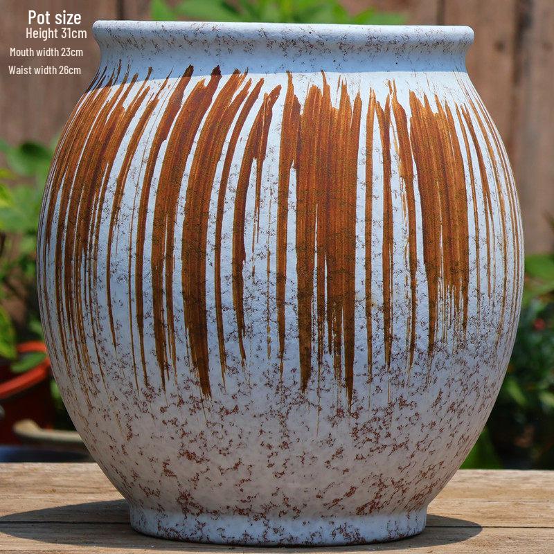 Vintage Ceramic Pot for Indoor/Outdoor Use – Large, Breathable Coarse Pottery for Green Plants, Tall Wide Mouth Design for Bougainvillea & Succulents