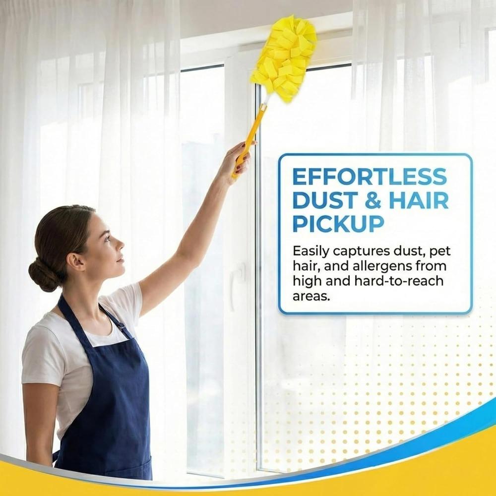 Reusable chenille microfiber duster with removable and washable cover, 360° electrostatic duster replacement kit.