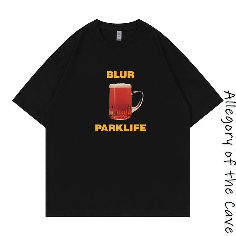 2025 Blur Blur Band Psychedelic Rock Whip Retro Cotton Printed Round Neck Short Sleeve T-shirt for Men and Women Niche