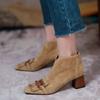 Fashion Fringe High Heels Ankle Snow Boots Women Square Toe Suede Shoes Winter 2025 Trend Elegant Office Shoes Retro Pumps Zapatos Mujer