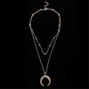 Simple Moon Pendant Double-Layer Necklace, Women's Fashion Jewelry, New Double-Angle Statement Necklace