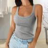 Women's Sleeveless Tank Top Spaghetti Strap Scoop Neck Ribbed Knit Camisole Slim Fit Basic Cami Shirt for Daily Wear Beach Office