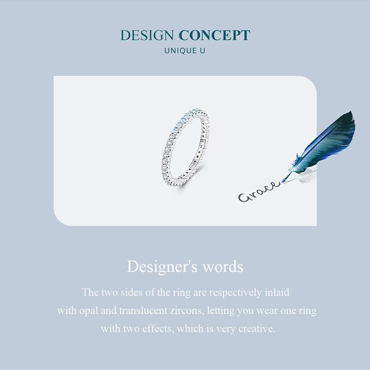 BAMOER 925 Sterling Silver Blue Simple Finger Ring Stackable Eternity Bands for Women Gift Platinum Plated Fine Jewelry