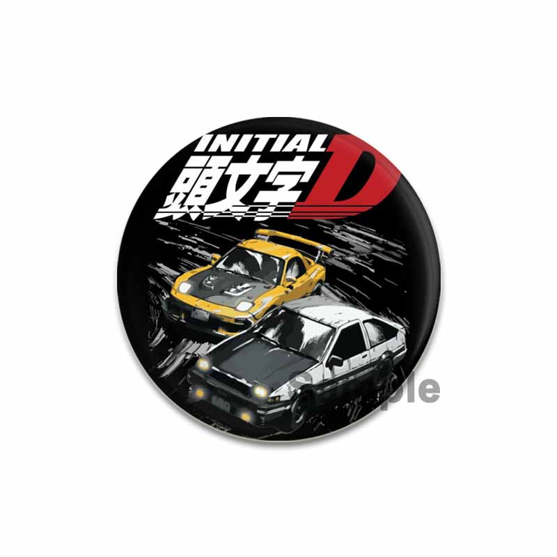 32/44/58MM Initial D Anime Enamel Pins for Clothes Bag Decor Round Cartoon Brooches On Backpack Racing Badge Jewelry Gift Accessory
