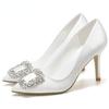 Fashion Korean Style Pointed High Heel White Wedding Shoes Rhinestone Bridal Shoes Small Size Shoes 33-43 Sizes Dress Party Shoes