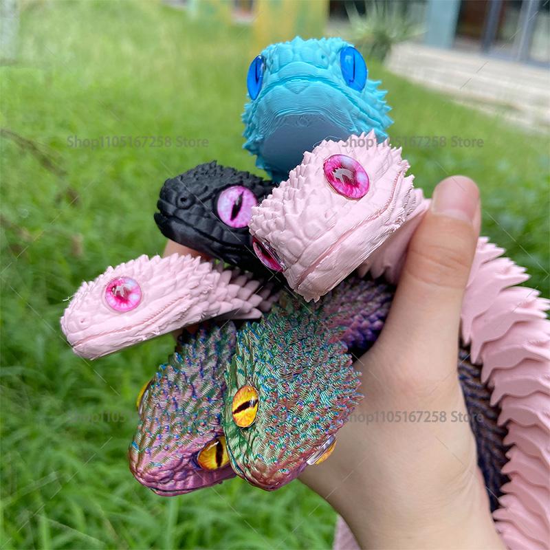 60 см 3D-печатная светящаяся змея, подвижные суставы, имитация змеи, фигурки, украшение для дома, офиса, рабочего стола, подарки на день рождения