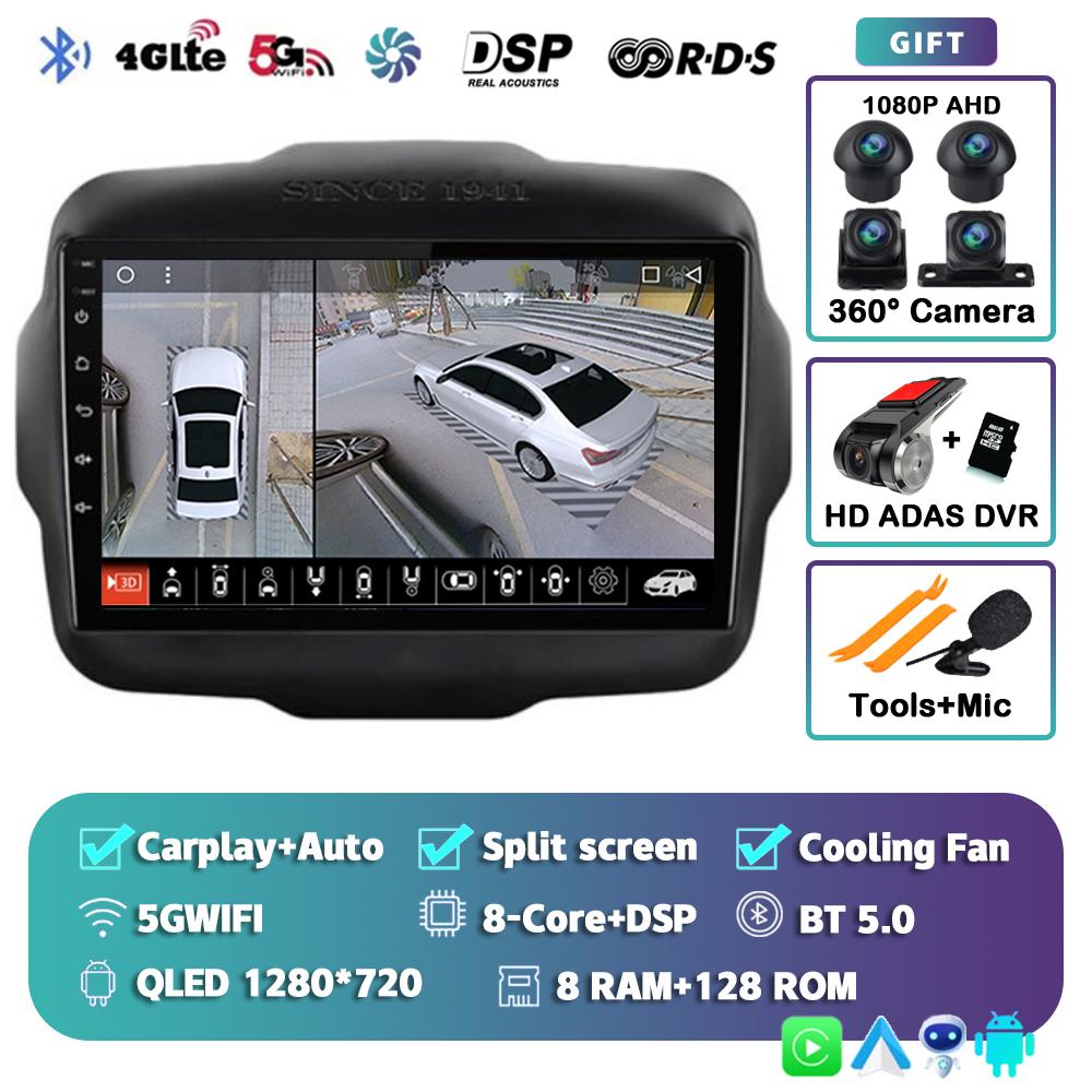 Android 14 Carplay Auto Car Radio For Jeep Renegade 2016-2020 GPS Navigation Multimedia Video Player Autoradio Stereo WIFI+4G BT