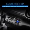 Dual USB 4.2A Car USB Charger Socket Adapter with LED Voltmeter 60cm Cable for New Honda Auto Boat 12V 24V