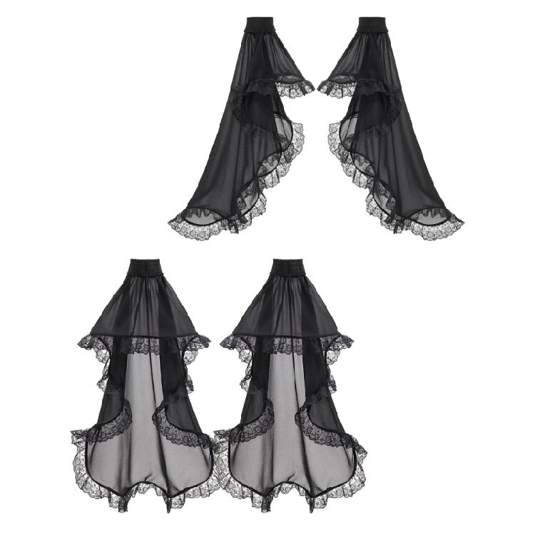 Викторианские длинные тюлевые рукава для женщин Свадебное платье Шифоновые съемные перчатки Хэллоуин Костюм эпохи Возрождения Косплей