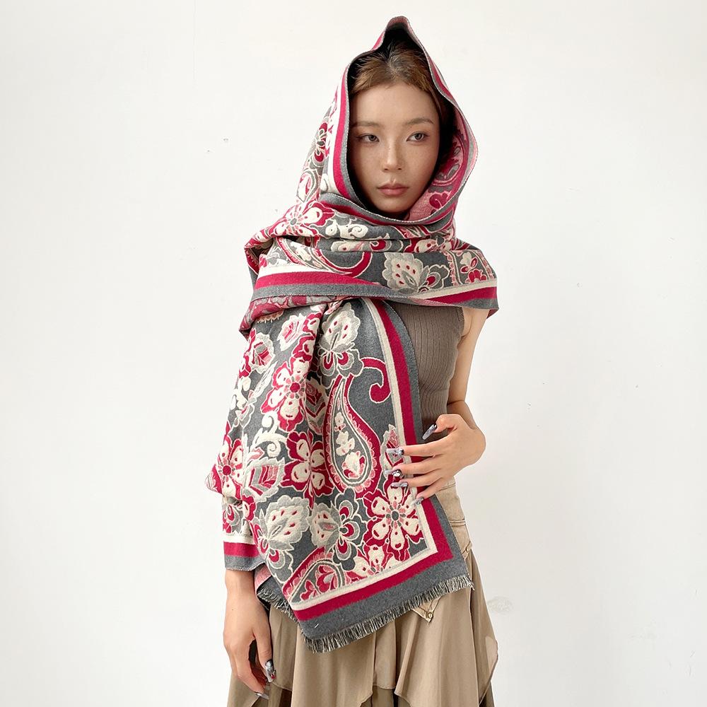 Retro Scarf Autumn and Winter Cashew Temperament Versatile Shawl Fashion Jacquard Outer Cape Scarf Women's Scarf