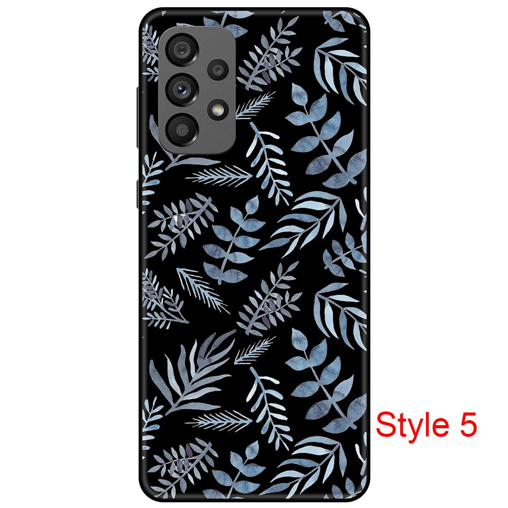 Модный черный мягкий чехол, совместимый с Samsung Galaxy A73, гибкий противоударный бампер из ТПУ с розовым цветком, черный чехол для Galaxy A73