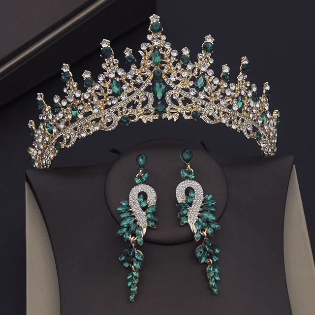 Модные красные диадемы, свадебные комплекты ювелирных изделий для женщин, свадебные короны, серьги, комплекты с диадемами, аксессуары для вечеринок для девочек