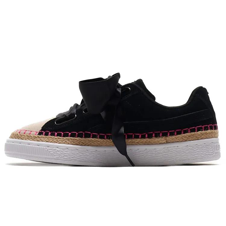 PUMA Suede Heart Sneakerdrille Ribbon Black / Pink Women's (Unisex) Skate Shoes 369237 01