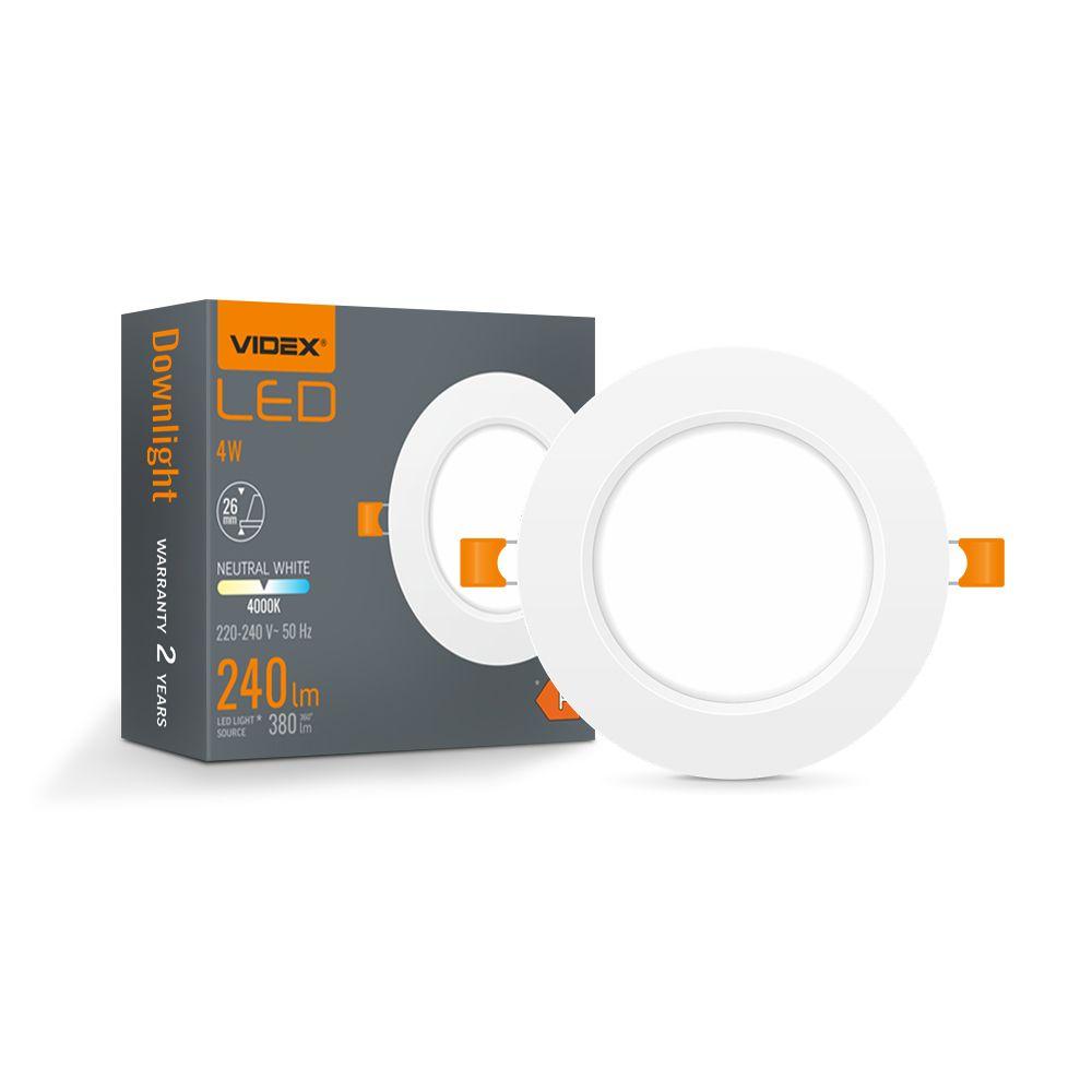 Recessed white round 9.8 cm built-in LED 4W DownLight Videx 4000K 380lm