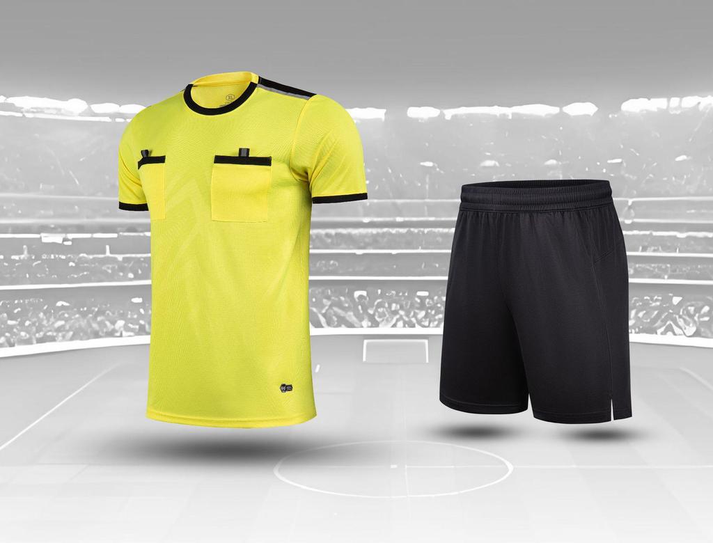 Breathable Adult Football Kit: Sweat-Wicking Jersey & Shorts Set with Short Sleeve Training Top Referee Uniform