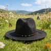 (One Size, Black) Men Straw Panama Hat, Wide Brim Sun Hat Lightweight Summer Top Hat for Outdoor Beach