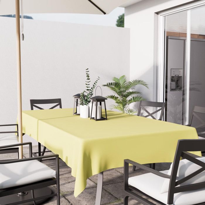 ALIX Lime Green Rectangular Stain-resistant Tablecloth 140x300 Cm, by Soleil d'Ocre