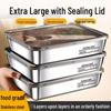 Rectangular Stainless Steel Food Storage Picnic Box with Lid - Portable, Outdoor, Fresh-Keeping Container and Hot Pot for Students.