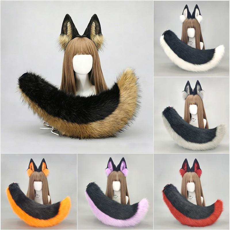 Halloween Wolf Ear Headband Cosplay Set With Tail Adult Costume Accessory Anime Style