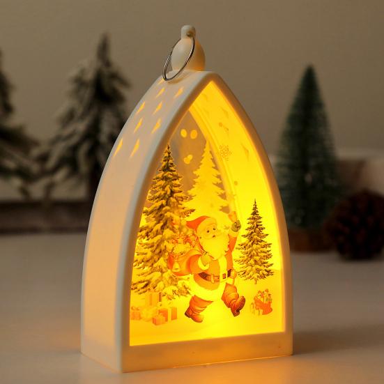 Винтажное Рождественское Украшение Дом Форма Санта Клаус Олень Снеговик Статуэтка Ночник Светящееся Украшение