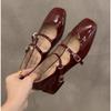 Fashion New Women's Mary Jane Shoes for Women Retro Medium Heel Women's Single Fashion Gloss Soft Comfort Ballet Shoes Zapatos Mujer