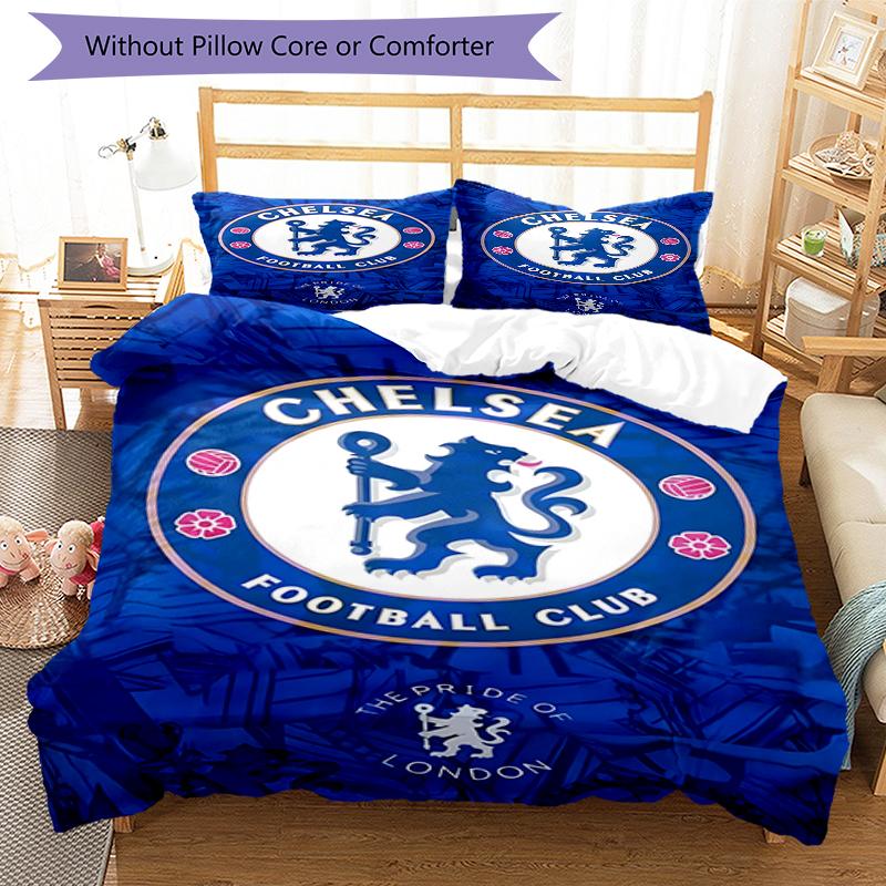 3pcs Football Team (35) Design Cover Set - HD Printed Bedding with 1 Cover and 2 Pillowcases - Perfect for Home and Dorm Decor