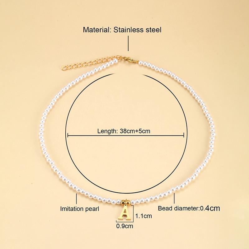 Ожерелье-подвеска с инициалами из золотых букв, ожерелья из бусин из искусственного жемчуга для женщин, жемчужный женский чокер, ювелирный подарок