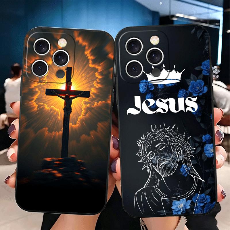 Бог Иисус Молитва Крест Библия Мягкий Чехол для Телефона для iPhone 16 16E 17 Air 15 Pro Max 14 Plus 13 Mini 11 12 7 Черный Чехол Задняя Панель